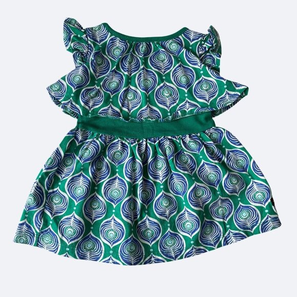 Tea Collecton Dress Size 6 12 Months Kelly Green Cotton Peacock Ruffles NWOT - Picture 5 of 6